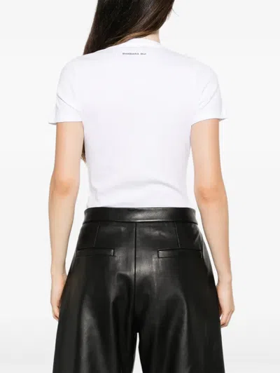 Barbara Bui Stud-embellished Ribbed T-shirt In White