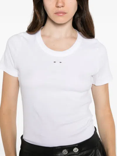 Barbara Bui Stud-embellished Ribbed T-shirt In White