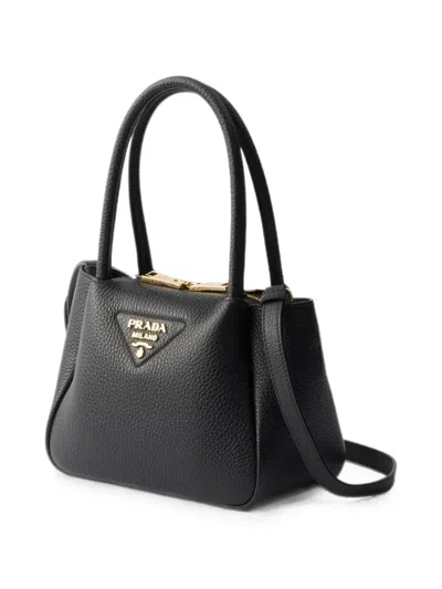 Prada Leather Mini Handbag In Black