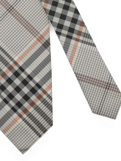 Burberry Check-pattern Silk Tie In Brown