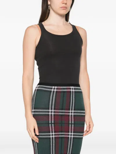 N°21 Check-pattern Midi Skirt In Green