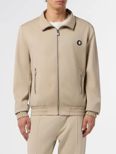 Billionaire Cotton Bomber Jacket With Python Leather Inserts In Neutral