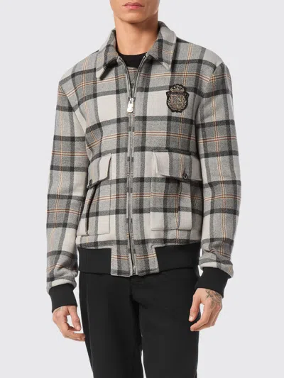 Billionaire Check-pattern Jacket In Black