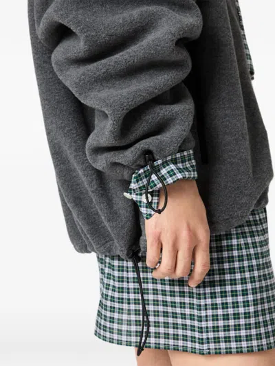Miu Miu Hooded Jacket Elasticated Cuffs Drawstring Hem In Gray