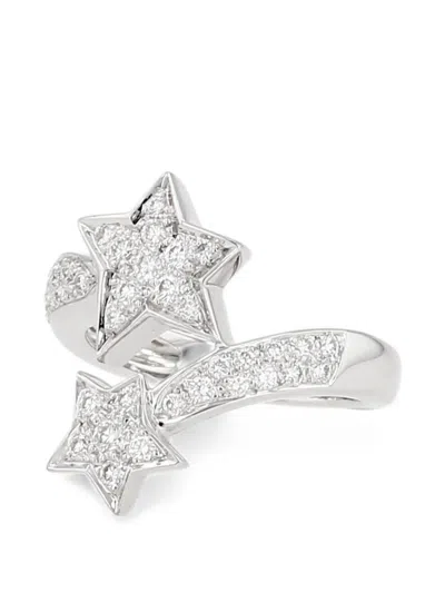 Pre-owned Chanel 2010s Comète Géode Diamond Ring In Silver
