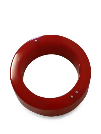 Pre-owned Lanvin Studded Engraved-logo Bangle In Red