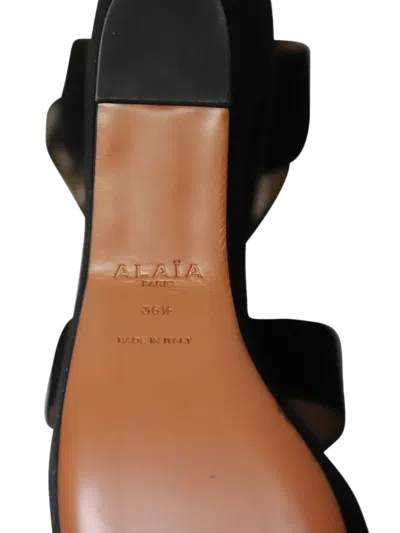 Pre-owned Alaïa Platform Wedge Sandals In Black