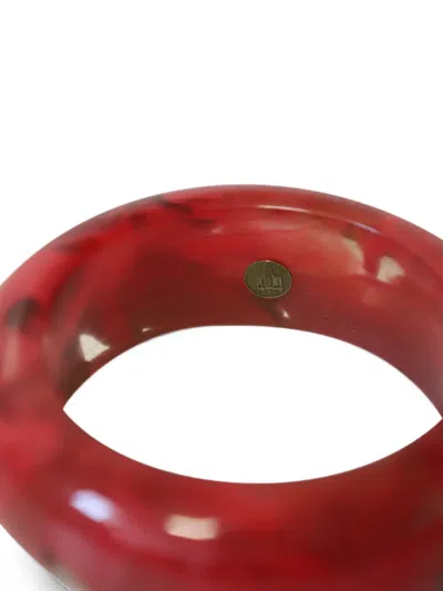 Pre-owned Lanvin Marble-pattern Bangle Bracelet In Red