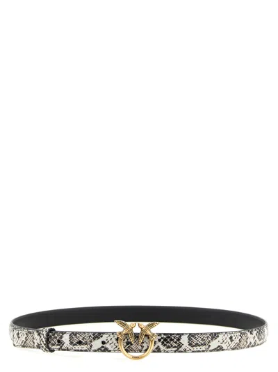 Pinko Python Print Leather Belt In Animal Print
