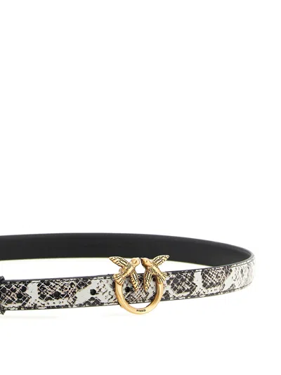 Pinko Python Print Leather Belt In Animal Print