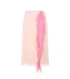 PRADA Feather-trimmed silk skirt