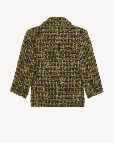 Saint Laurent Multicolor Wool Oves Aries Full-length Jacket In Green