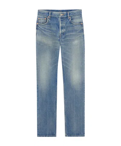 Saint Laurent 90s Slim Ankle Trousers Belt Loops In Blue