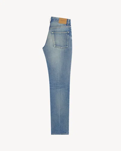 Saint Laurent 90s Slim Ankle Trousers Belt Loops In Blue