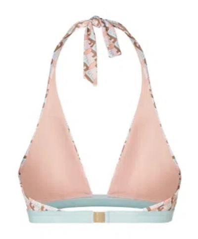 Fendi Ff Waves Triangle Bikini Top With Lace-up Details In Pink