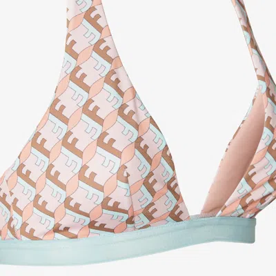 Fendi Ff Waves Triangle Bikini Top With Lace-up Details In Pink