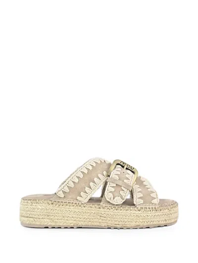 CROCHET-STITCH BUCKLED SANDALS