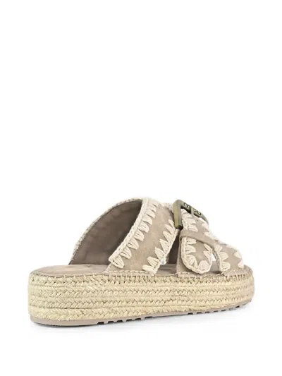 CROCHET-STITCH BUCKLED SANDALS