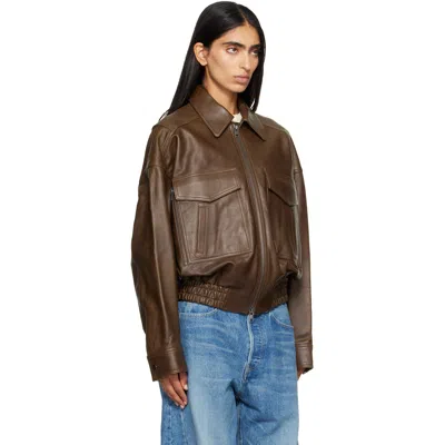 Staud Brown Eugene Leather Jacket In Brown