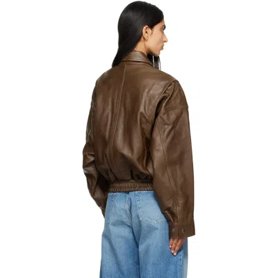 Staud Brown Eugene Leather Jacket In Brown
