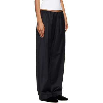 Ssstein Black Wool Silk Drawstring Easy Trousers In Black