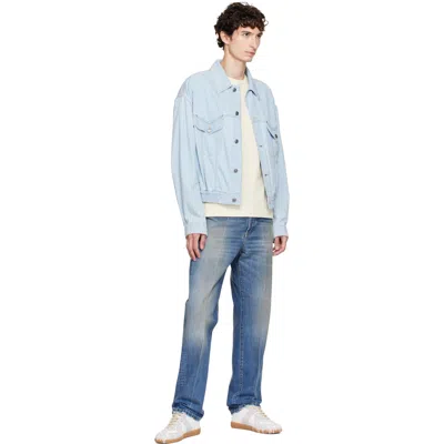 Versace Blue Chambray Denim Bomber Jacket In Blue