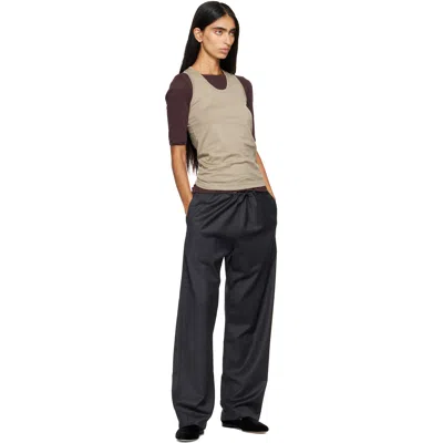 Ssstein Gray Wool Silk Drawstring Easy Trousers In Gray