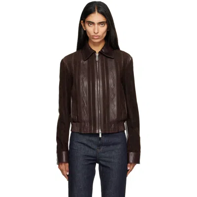 Versace Greca-embossed Leather And Suede Jacket