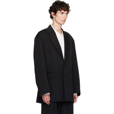 Ssstein Black Oversized Single Breasted Long Blazer In Black