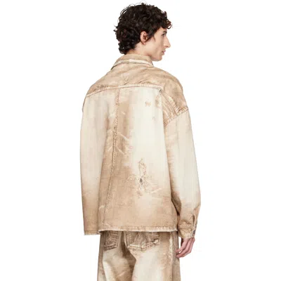 Camperlab Camel Corduroy Print Denim Shirt In Blue