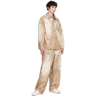 Camperlab Camel Corduroy Print Denim Shirt In Blue