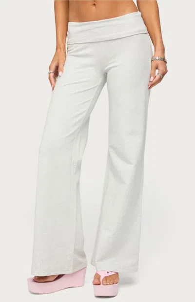 Edikted Sequin Foldover Sweatpants In Gray