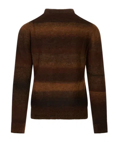 Corneliani Horizontal-stripe Sweater In Brown