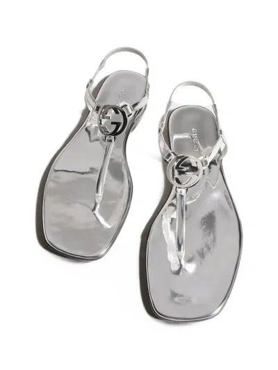 Gucci Interlocking-g Leather Sandals In Multi