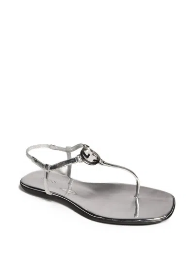 Gucci Interlocking-g Leather Sandals In Multi