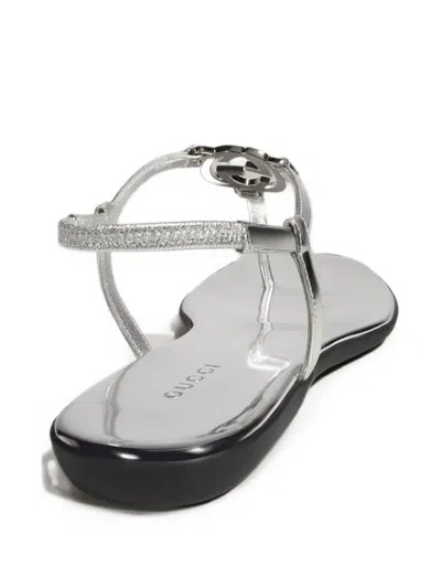 Gucci Interlocking-g Leather Sandals In Multi