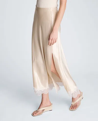 Kenneth Cole Pull-on Side Slit Midi Skirt In Gray