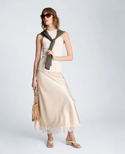 Kenneth Cole Pull-on Side Slit Midi Skirt In Gray