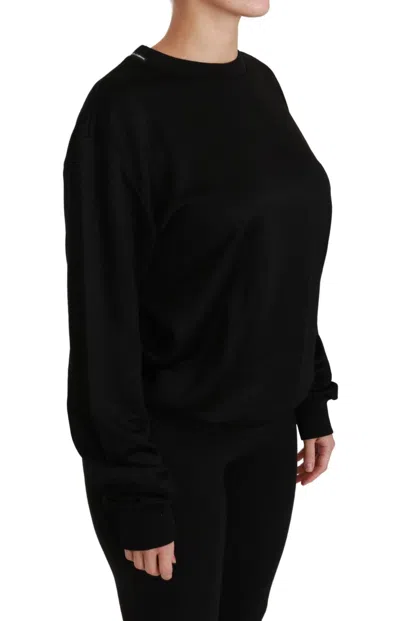 Dolce & Gabbana Black Crewneck Pullover Staff Sweater Wool In Black