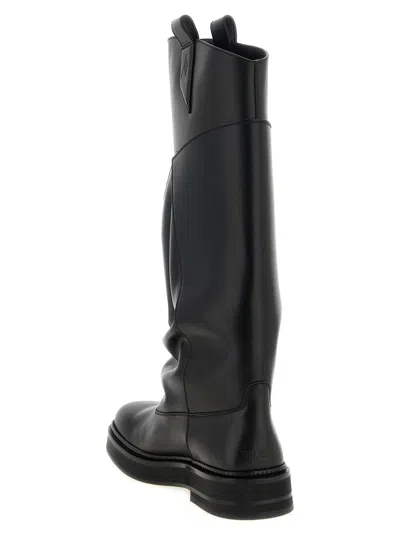 Attico Robin Passeggiata Combat Boots In Calf Leather In Black