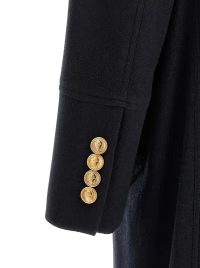 Brunello Cucinelli Double-breasted Crest-button Coat In Blue