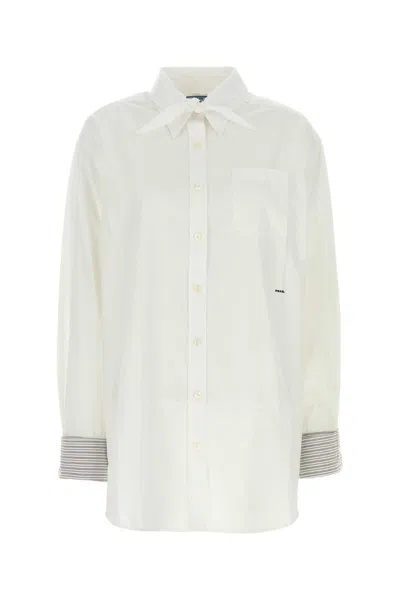 Prada White Oversized Solid Shirt In White