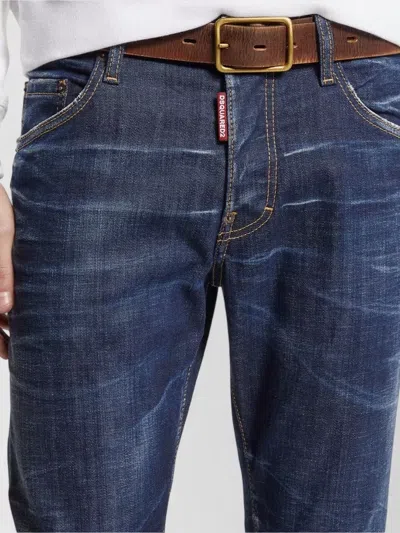 Dsquared2 Denim Jeans Belt Loops Contrast Stitching Pockets In Blue