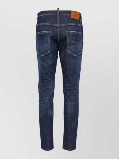 Dsquared2 Denim Jeans Belt Loops Contrast Stitching Pockets In Blue