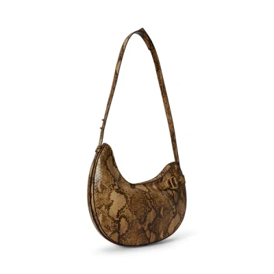 Ralph Lauren Python-embossed Large Tasha Shoulder Bag In Tan Multi In Brown