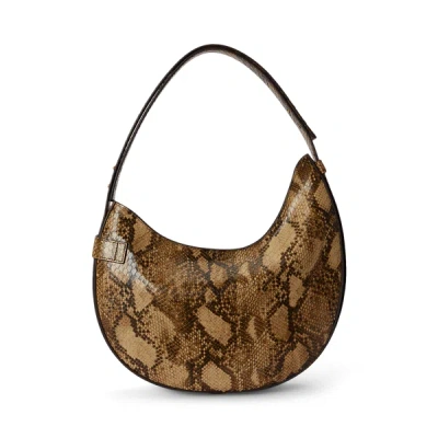 Ralph Lauren Python-embossed Large Tasha Shoulder Bag In Tan Multi In Brown