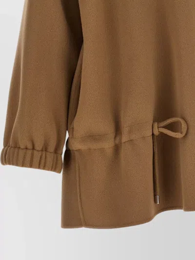 S Max Mara Hooded Coat Drawstring Design Elasticated Cuffs In Brown