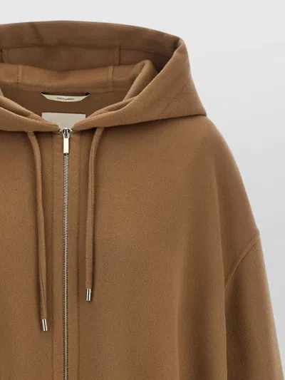 S Max Mara Hooded Coat Drawstring Design Elasticated Cuffs In Brown