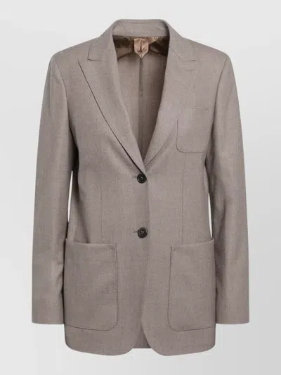 Max Mara Single Breasted Jacket Notch Lapel Pockets In Gray