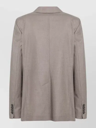 Max Mara Single Breasted Jacket Notch Lapel Pockets In Gray
